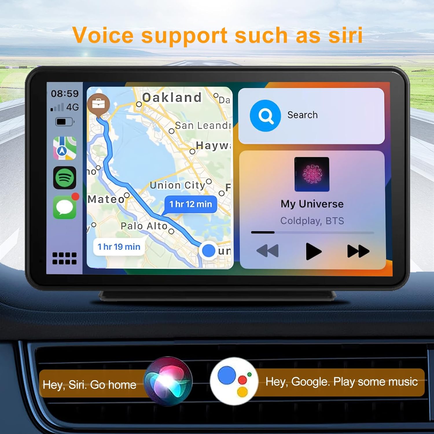 Portable Apple Carplay Screen for Car, Wireless Android Auto Stereo, Easy Install 7 Inch IPS Touch Screen Car Play Adapter, GPS Navigation, Car Audio Receivers Bluetooth, Mirror Link for All Cars